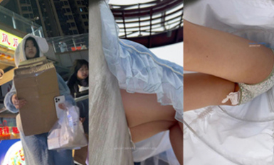 大神尾隨偷拍美女裙底風光 一箭雙雕睡衣姐妹一個還沒穿內褲蘿莉塔長裙靚妹。綠色碎花內。沒擦乾凈粘了紙